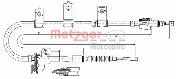 Metzger 17.6020 Parking brake cable, right 176020