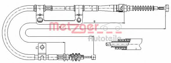 Metzger 17.6042 Parking brake cable, right 176042