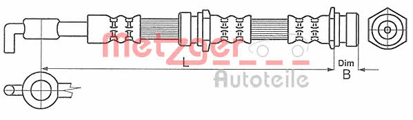Flexible brake pipe Mazda MX-3: 4114057 Metzger Brake Hose