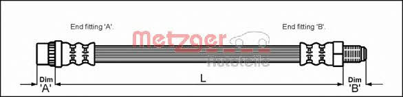 Flexible brake line Renault: 4114638 Metzger Brake Hose