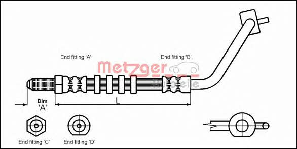 Metzger 4114676 Brake Hose 4114676