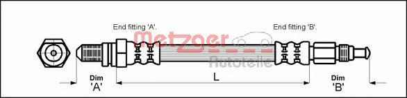 Metzger 4114804 Brake Hose 4114804 4114804 Metzger Brake Hose