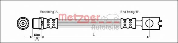 Flexible brake line Seat Exeo: 4116222 Metzger Brake Hose