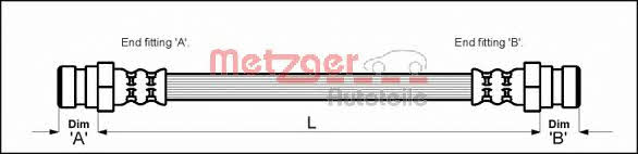 Flexible brake pipe Fiat Cinquecento: 4118448 Metzger Brake Hose