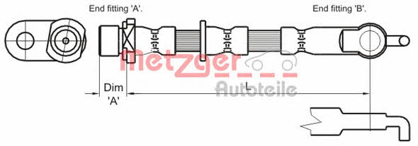 Metzger 4110007 Brake Hose 4110007 4110007 Metzger Brake Hose