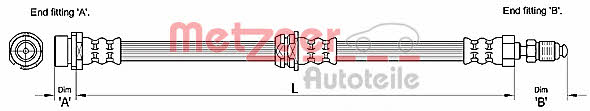 Flexible brake hose Mazda 2: 4110240 Metzger Brake Hose