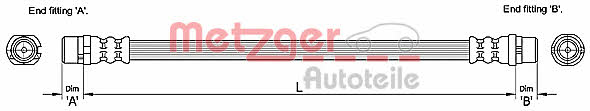 Flexible brake pipe Audi A8: 4110251 Metzger Brake Hose