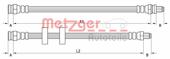 Flexible brake line Smart Roadster: 4110995 Metzger Brake Hose