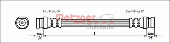Flexible brake line Renault Espace: 4111168 Metzger Brake Hose