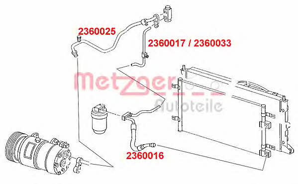 Metzger 2360033 High-/Low Pressure Line, air conditioning 2360033