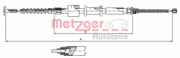 Metzger 241.2 Parking brake cable left 2412