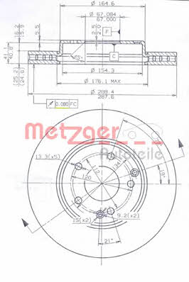 Metzger 24903 V Front brake disc ventilated 24903V
