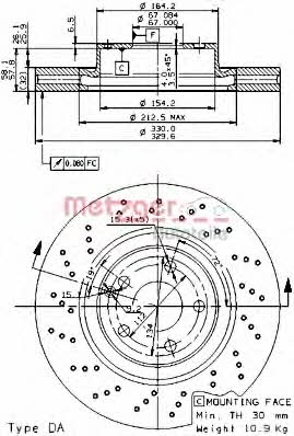 Metzger 24975 V Front brake disc ventilated 24975V