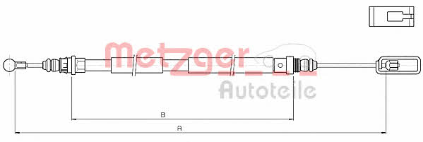 Metzger 10.4733 Parking brake cable, right 104733