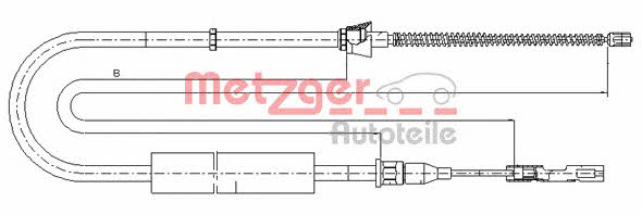 Metzger 10.7507 Parking brake cable, right 107507