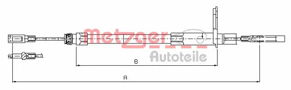 Metzger 10.9432 Parking brake cable, right 109432