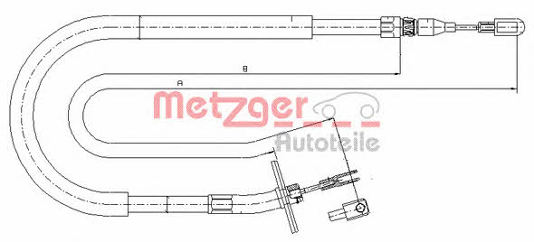 Metzger 10.9876 Parking brake cable, right 109876