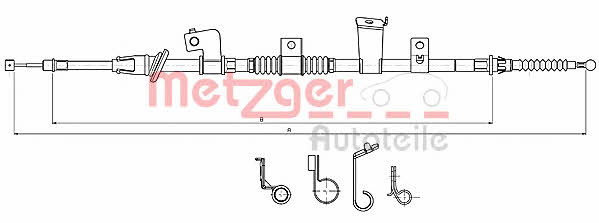 Metzger 17.2301 Parking brake cable, right 172301