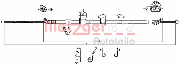 Metzger 17.1567 Parking brake cable, right 171567