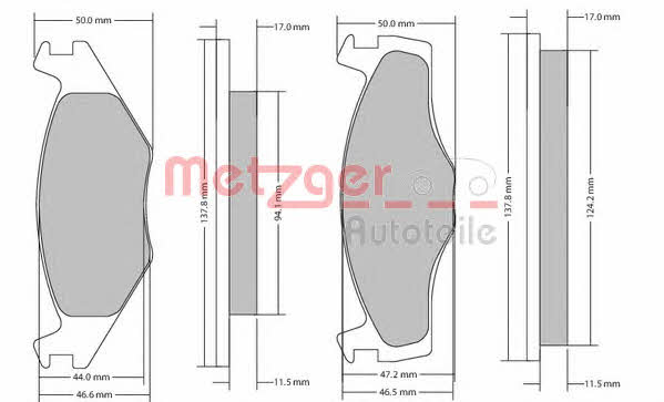 Metzger 1170103 Brake Pad Set, disc brake 1170103