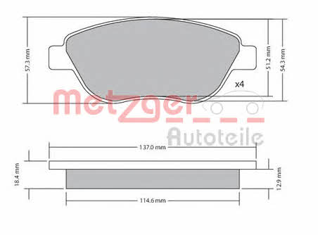 Metzger 1170651 Brake Pad Set, disc brake 1170651
