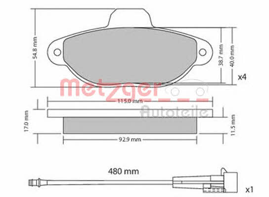 Metzger 1170140 Brake Pad Set, disc brake 1170140