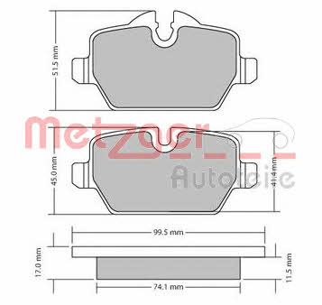 Metzger 1170052 Brake Pad Set, disc brake 1170052