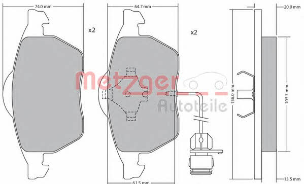 Metzger 1170225 Brake Pad Set, disc brake 1170225