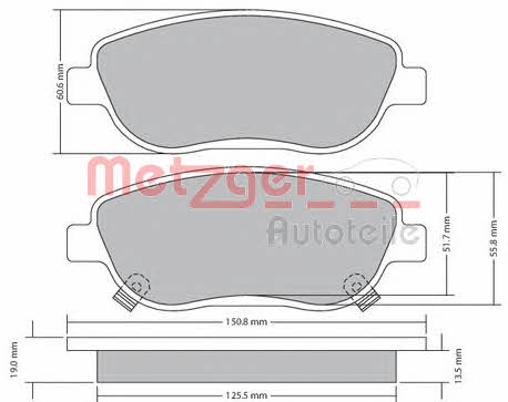 Metzger 1170658 Brake Pad Set, disc brake 1170658