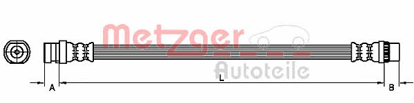 Flexible brake pipe Nissan Interstar: 4110214 Metzger Brake Hose