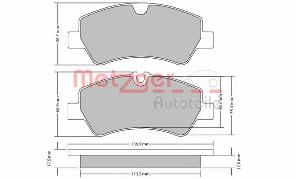 Metzger 1170545 Brake Pad Set, disc brake 1170545