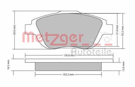 Metzger 1170326 Brake Pad Set, disc brake 1170326