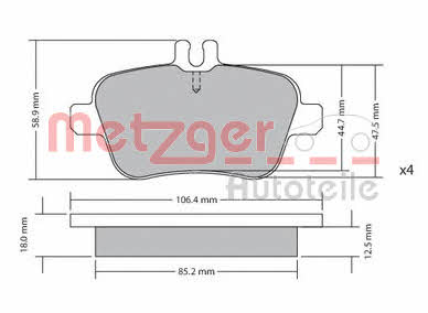 Metzger 1170204 Brake Pad Set, disc brake 1170204