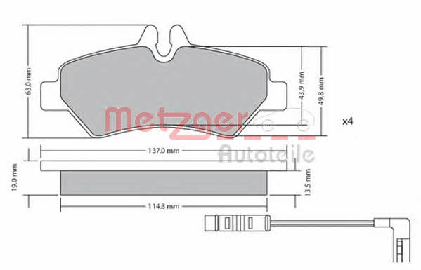 Metzger 1170037 Brake Pad Set, disc brake 1170037