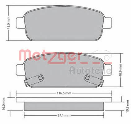Metzger 1170164 Brake Pad Set, disc brake 1170164