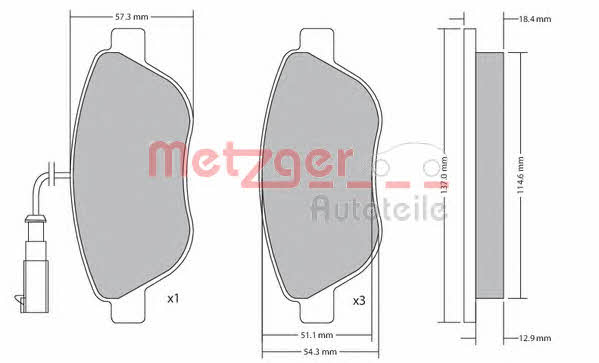 Metzger 1170185 Brake Pad Set, disc brake 1170185