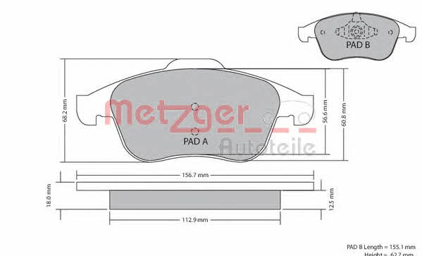 Metzger 1170409 Brake Pad Set, disc brake 1170409