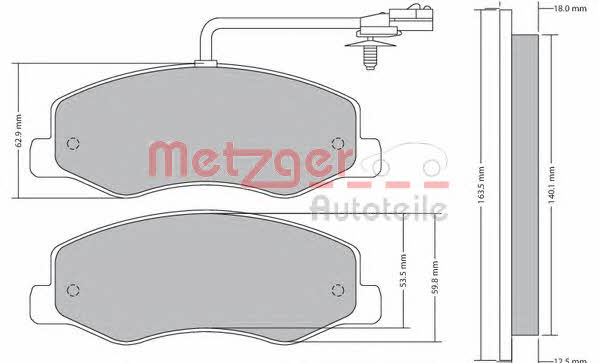 Metzger 1170595 Brake Pad Set, disc brake 1170595