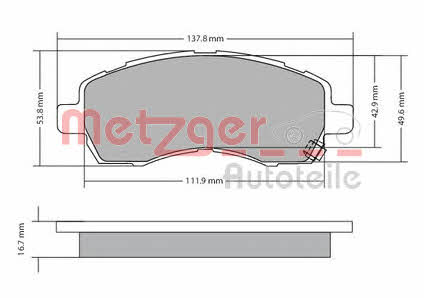 Metzger 1170607 Brake Pad Set, disc brake 1170607