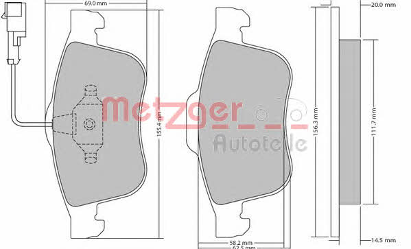 Metzger 1170636 Brake Pad Set, disc brake 1170636