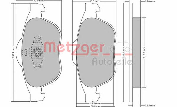 Metzger 1170556 Brake Pad Set, disc brake 1170556