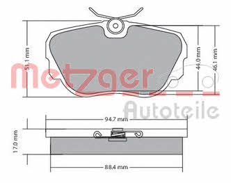 Metzger 1170316 Brake Pad Set, disc brake 1170316