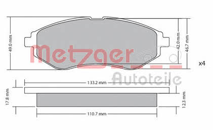 Metzger 1170404 Brake Pad Set, disc brake 1170404