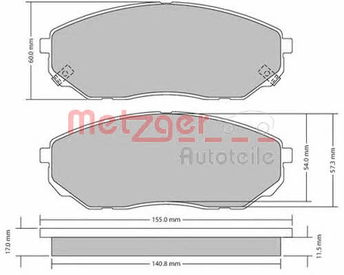 Metzger 1170539 Brake Pad Set, disc brake 1170539