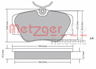 Metzger 1170151 Brake Pad Set, disc brake 1170151