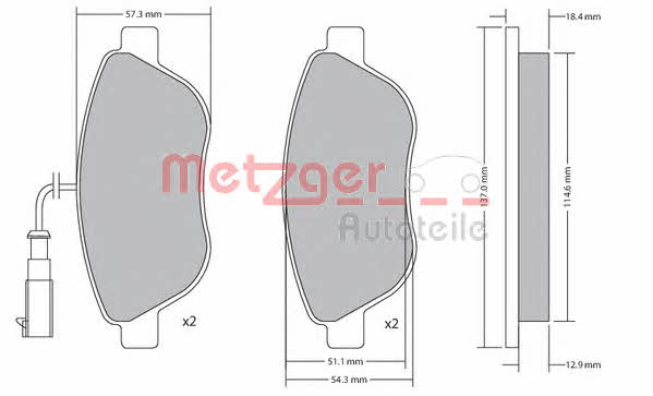 Metzger 1170504 Brake Pad Set, disc brake 1170504