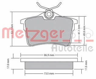 Metzger 1170139 Brake Pad Set, disc brake 1170139