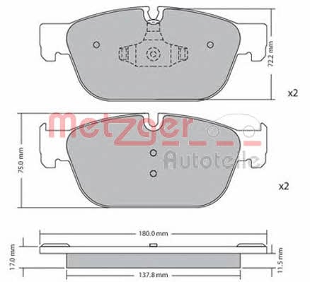 Metzger 1170619 Brake Pad Set, disc brake 1170619