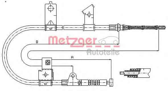 Metzger 17.0001 Parking brake cable, right 170001