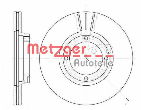 Metzger 6374.10 Front brake disc ventilated 637410